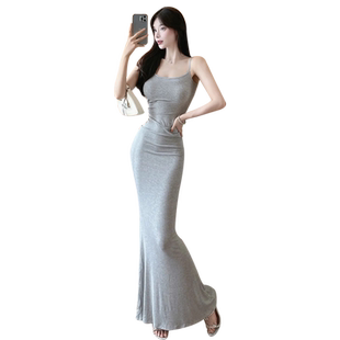卡戴珊绝美裙子超显身材吊带长裙性感人鱼连衣裙紧身包臀鱼尾裙女