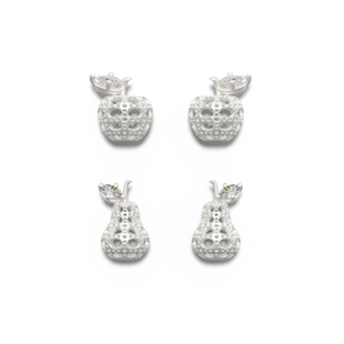 TOGGLER DAILY 水果系列 蕾丝烧白925银苹果梨子镶石耳钉过年送礼