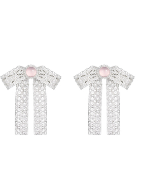 TOGGLER DAILY 芭蕾系列 摇晃丝带蝴蝶结银烧白耳钉女款礼物