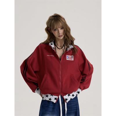 ONLPP美式复古辣妹刺绣夹克外套女2025新款宽松显瘦百搭上衣