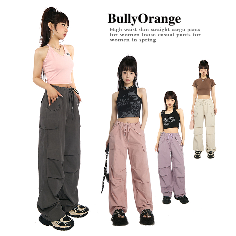 BullyOrange别欺负桔子 高腰抽绳休闲工装裤小众设计感运动裤子女