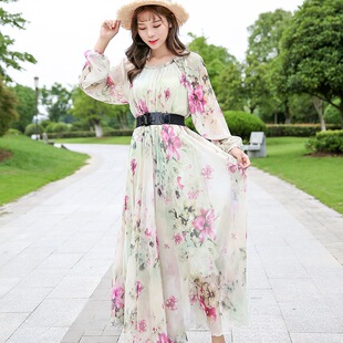 很仙的连衣裙大码夏2025新款30岁女柔美雪纺波西米亚裙子