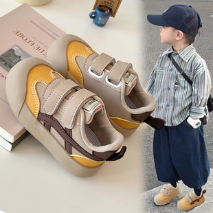 男童秋冬皮面单鞋新款儿童小板鞋软底学步鞋女童运动鞋小童德训鞋