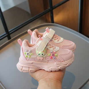 宝宝秋季皮面单鞋学生鞋男休闲跑步鞋女童时尚百搭运动鞋2024年潮