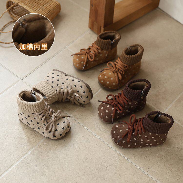 冬季女童英伦保暖防滑棉鞋