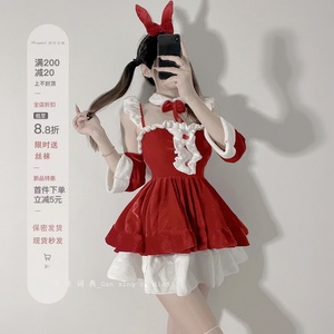 纯欲风圣诞连衣裙女装甜辣妹氛围套装短裙子新年红色衣服跨年战袍