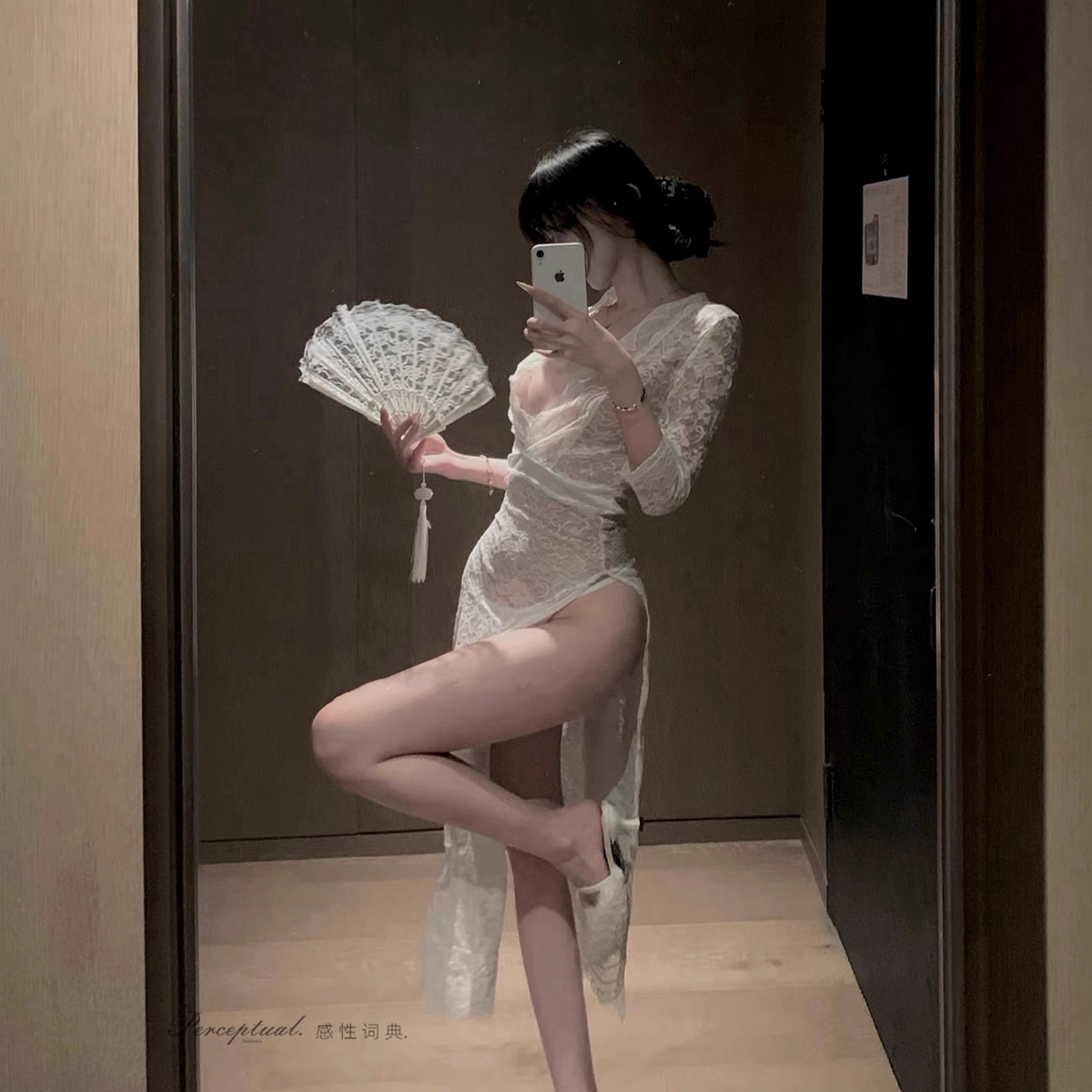 私房情趣蕾丝网纱开叉制服女睡裙