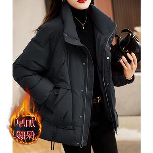 大码红色短款嘉兴平湖羽绒服2025年女款新款胖mm立领女装外套冬季