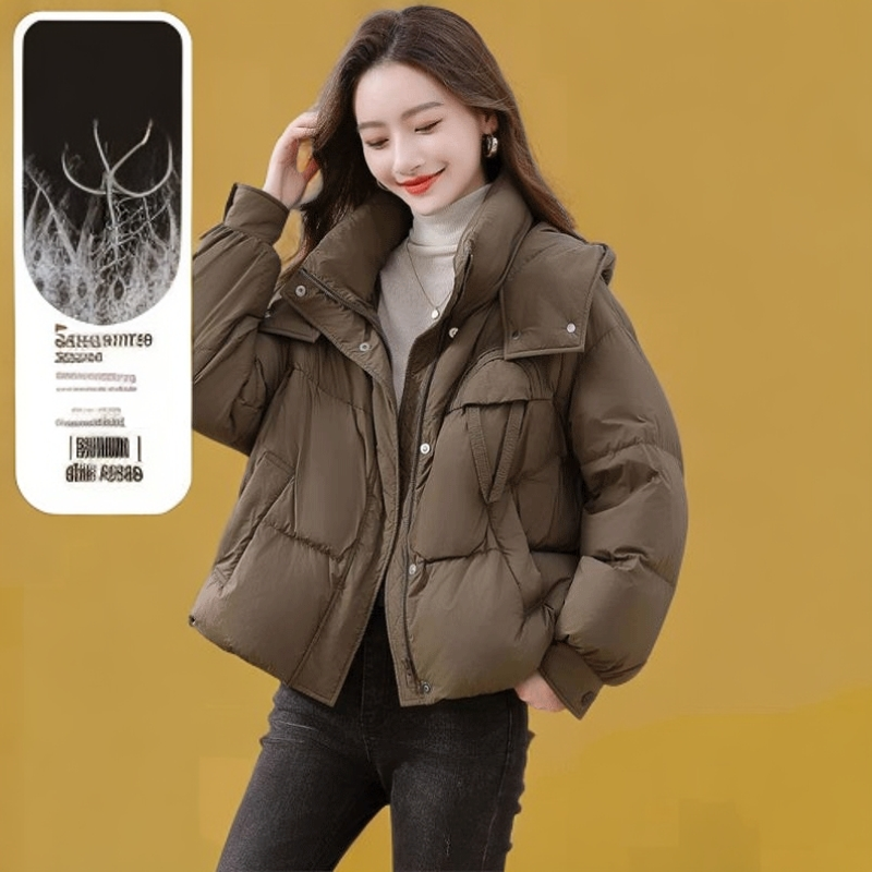 面包服羽绒服女短款2025年冬新款小个子高端洋气加厚保暖连帽外套