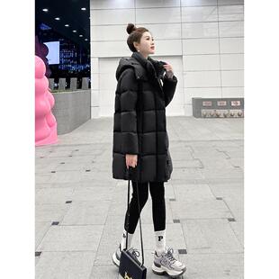 云朵泡芙鹅绒服女2025年冬季新款连帽中长款小个子加厚外套面包服