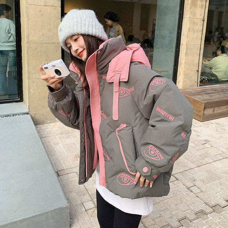 连帽短款羽绒服女冬季小个子外套