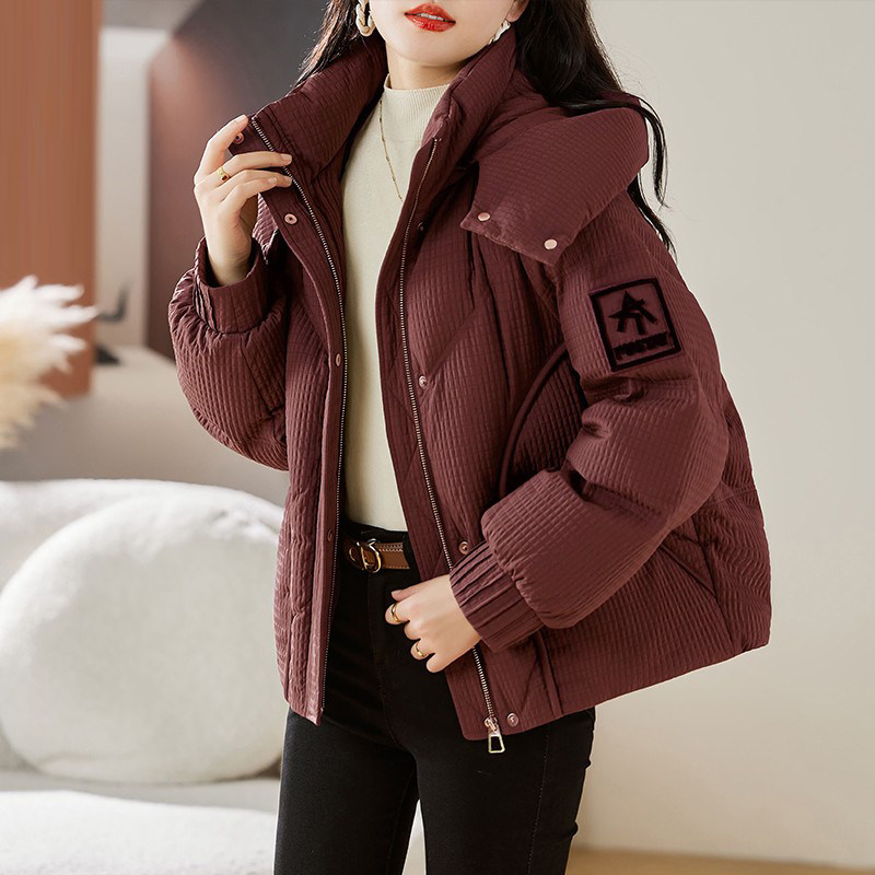 安可拉红羽绒服女冬季短款面包服