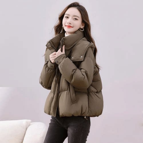 面包服羽绒服女短款厚白鸭绒外套