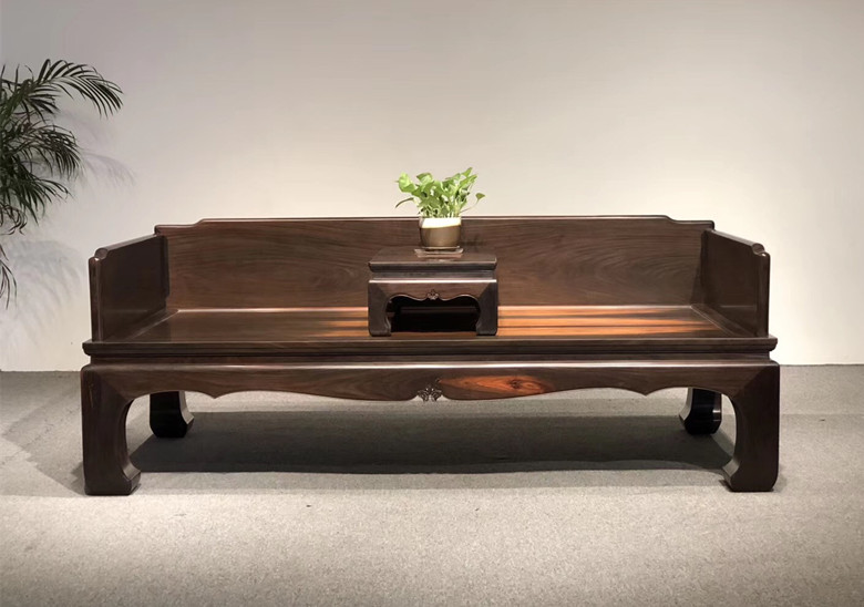 天香倾城 老挝大红酸枝三围独板罗汉床交趾黄檀明式卧榻红木家具