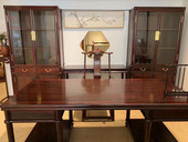 天香倾城印度小叶紫檀书柜书桌椅条案5件套檀香紫檀书房红木家具