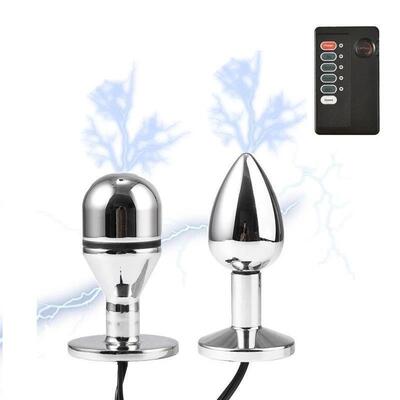 Small Electric Shock Metal Butt Plug Bipolar Electro Stimul