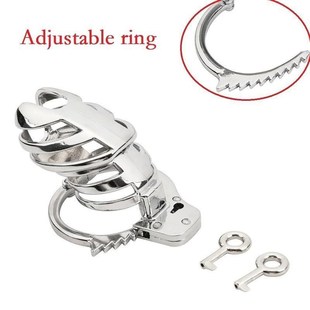 Metal Male Small Penis Cage Adjustable Ring Lock Bondage Bir