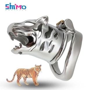 SMMQ Custom Tiger Male Chastity Cage Kit Metal Cock Rings Ch
