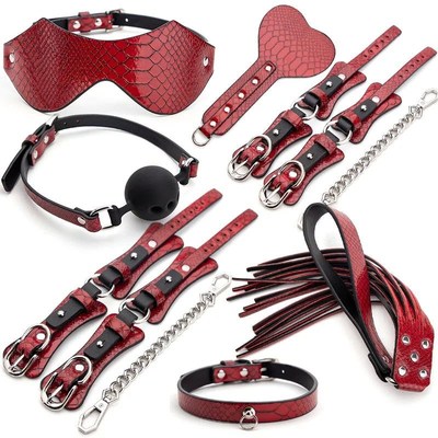BDSM Leather Bondage Restraints Handcuffs Harness
