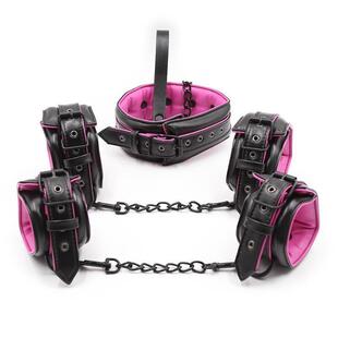 Bdsm Collars Sex Leather 3pcs Restraints Set Couple Bondage