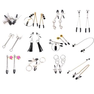 Female Breast Massager Nipple Clips With Bells Chains Rings