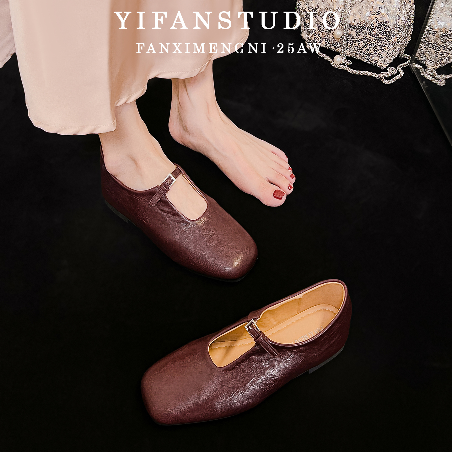 牛皮版~复古风方头浅口玛丽珍女鞋百搭通勤软底护士鞋奶奶鞋单鞋