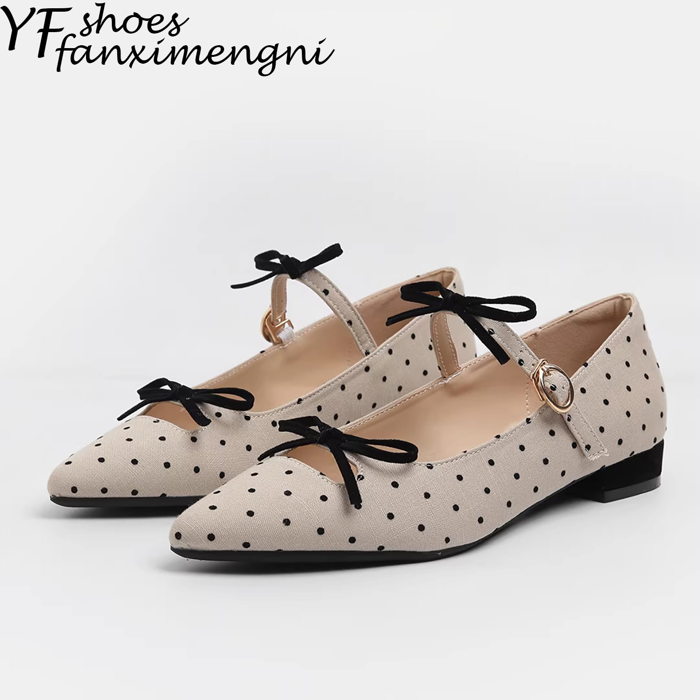 温柔风波点法式玛丽珍鞋女2026新款春季镂空蝴蝶结尖头浅口单鞋女,女鞋,浅口单鞋,淘宝优惠券,粉丝福利购,淘宝优惠卷