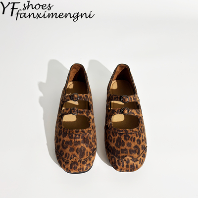 琥珀流光风反绒皮芭蕾舞玛丽珍鞋