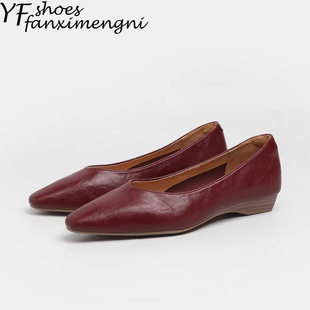 2026年春季复古简约法式粗跟单鞋女软底一脚蹬休闲奶奶鞋浅口瓢鞋