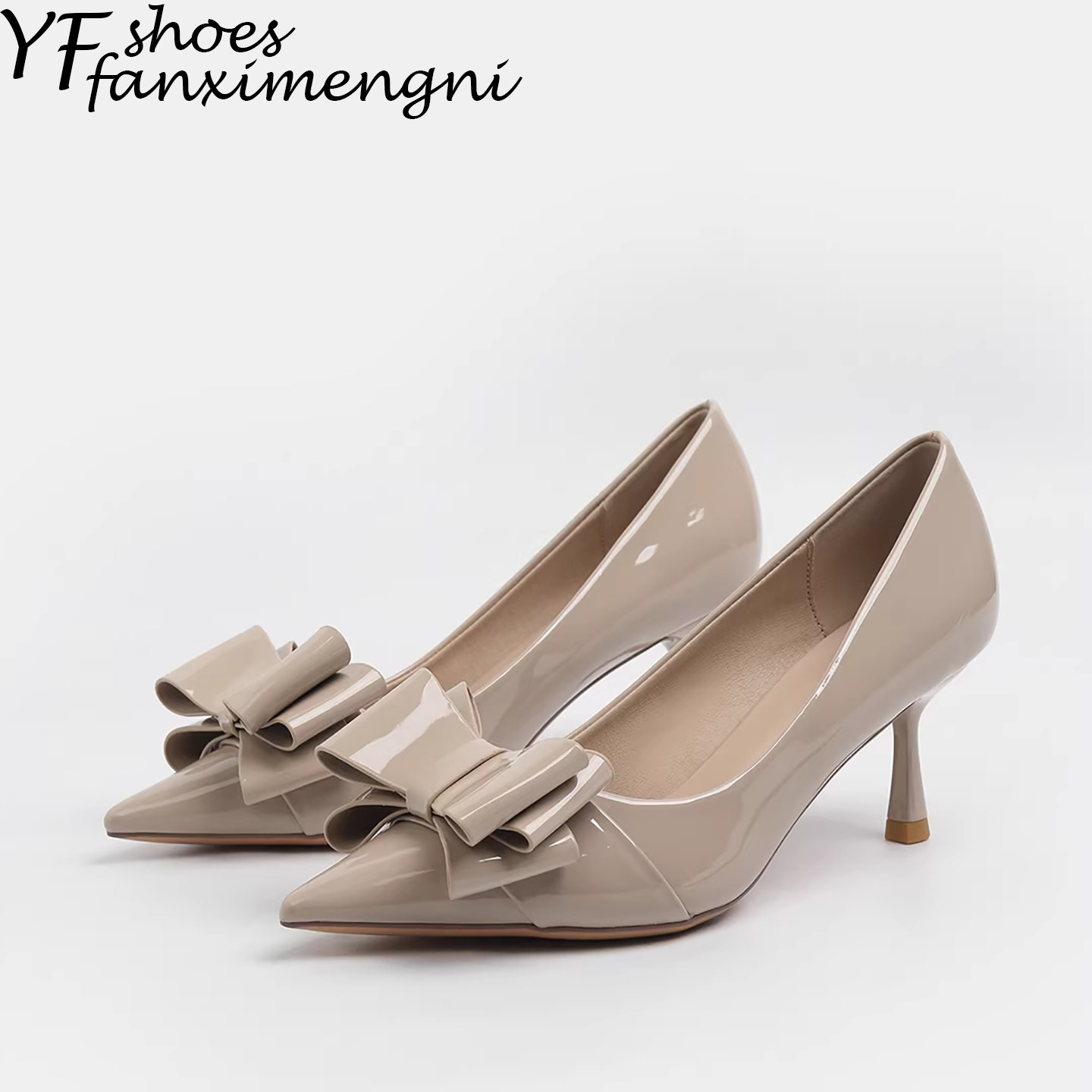漆皮尖头细跟高跟鞋女气质不累脚2026年新款蝴蝶结法式浅口单鞋女