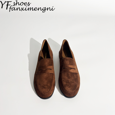 日系学院风棕色小皮鞋女