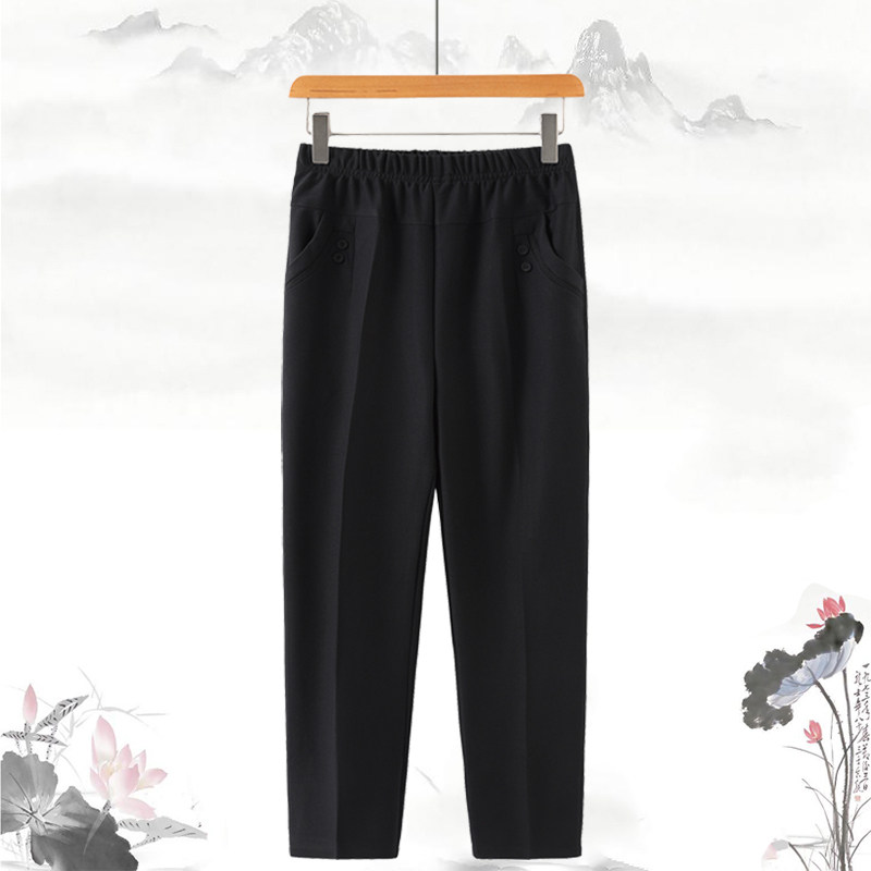 中老年女弹力松紧休闲裤子
