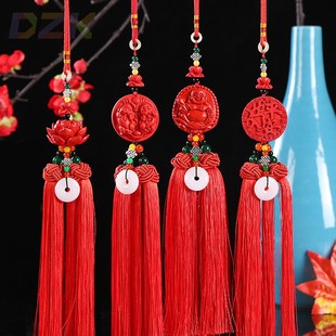 红色出入平安汽车挂件车内后视镜吊坠饰品淘宝一件代发厂家m9639