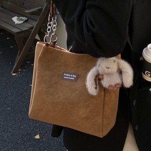 高级质感复古单肩大包包女2025新款 百搭大容量通勤简约托特包 时尚