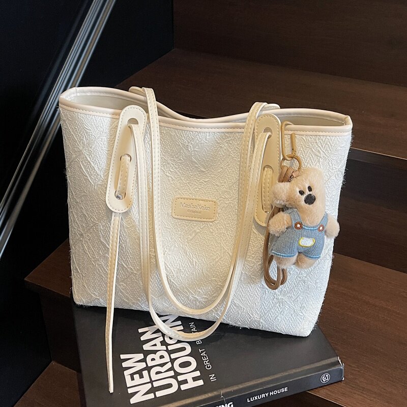 大容量包包女2025新款时尚小众菱格单肩包学生上课通勤百搭托特包