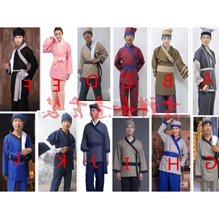 服务饭店古装工作商贩店小二演出服装杂役工作服小二汉服短袖