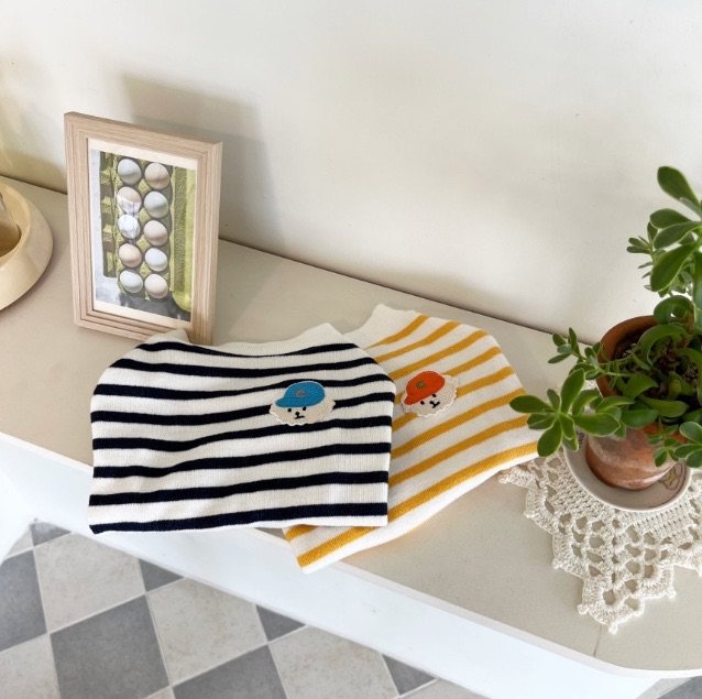 代购 韩国小狗头绣标条纹衣服可爱秋冬比熊博美泰迪正品宠物致