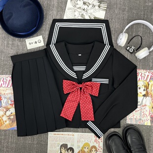 原创日系学院风JK制服改良黑三本水手服校供甜妹班服毕业服中间ol
