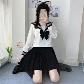 日系长袖 jk制服裙套装 全套秋季 黑三本基础款 JK水手服 不良长裙正版