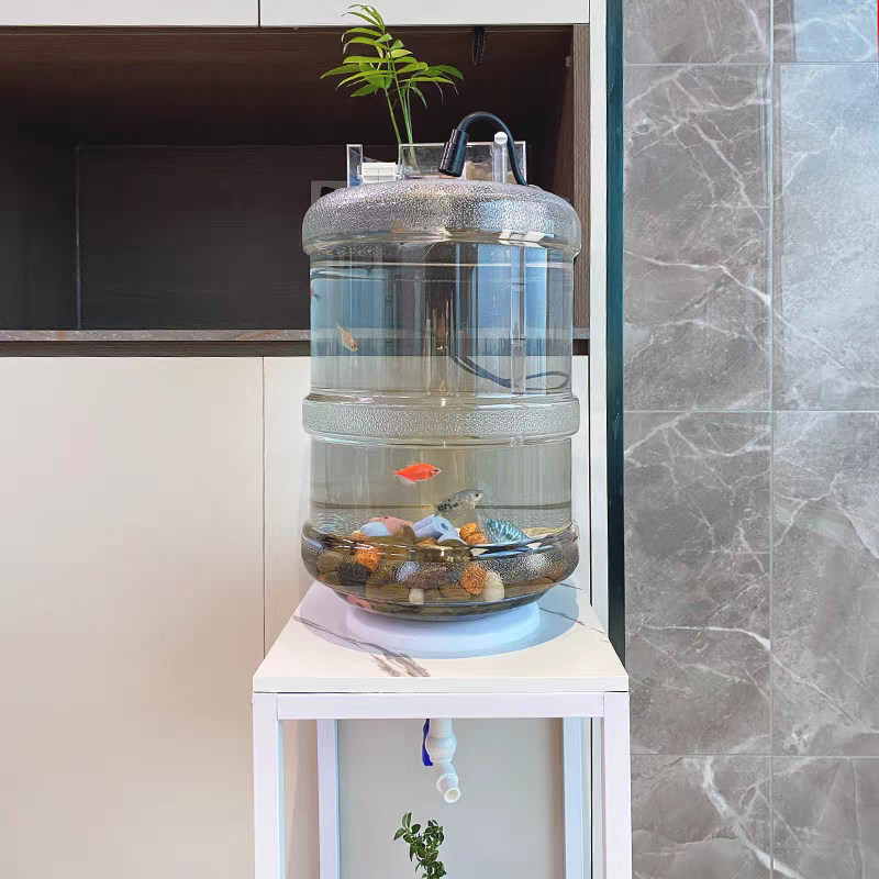 轻奢透明矿泉水桶养鱼改装鱼缸18.9升纯净水桶生态底部排水生态缸