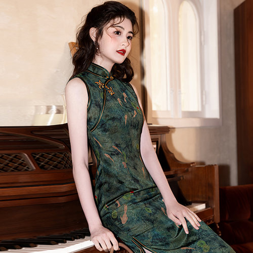 新中式改良醋酸缎旗袍夏日常可穿