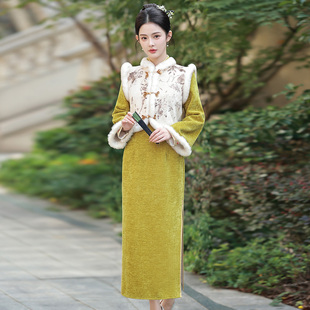 新中式国风旗袍套装两件套2025新款冬季年轻款高端大气上档次唐装