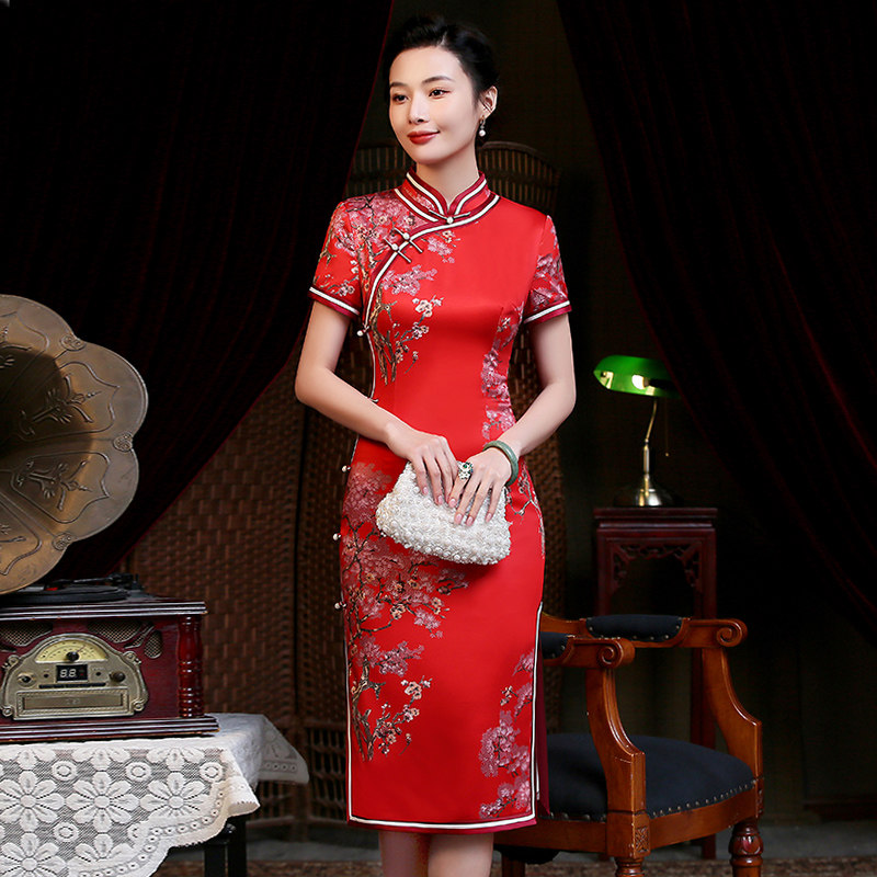 旗开得胜旗袍红色送考高考中考穿的年轻款妈妈2026春夏新款小个子