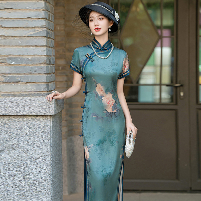 新中式旗袍长款春夏中年妈妈大码