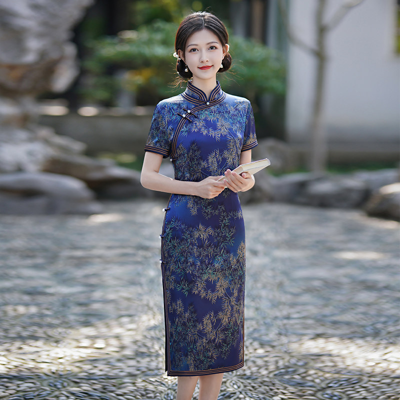 真丝旗袍桑蚕丝高端夏季2026新款年轻款女改良小个子显高日常可穿