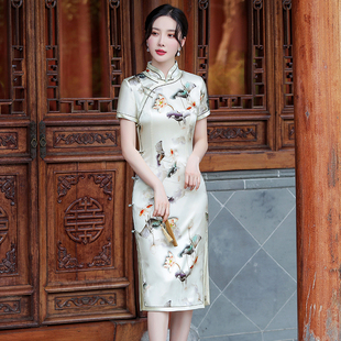 清新优雅改良版真丝旗袍2025夏季新款年轻款小个子日常复古高级感