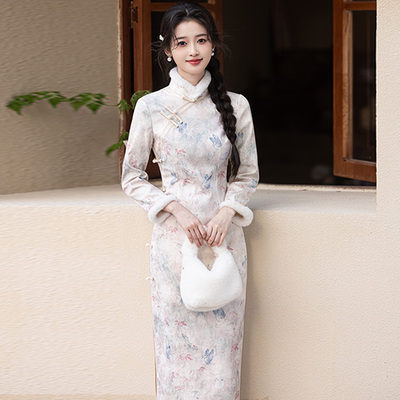 冬季新款新中式独特绝美加绒旗袍