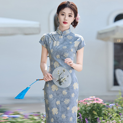 竹节麻年轻款旗袍日常可穿新中式