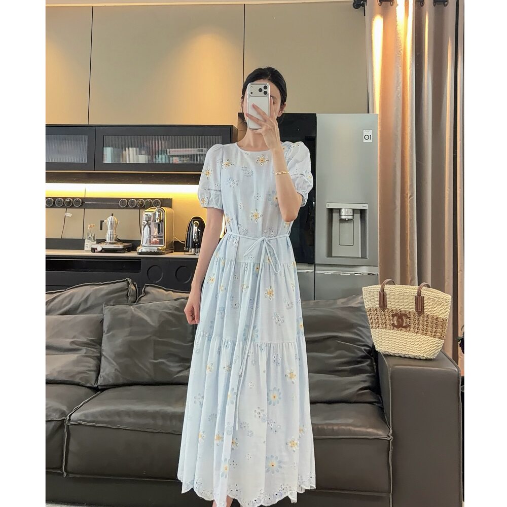 Zwinnie/詹维尼【婴儿蓝】100棉含腰带含吊带短袖连衣裙GHY202629