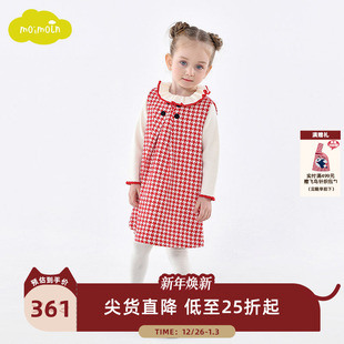 连衣裙千鸟格裙子公主裙 女童无袖 moimoln小云朵童装 25年春季